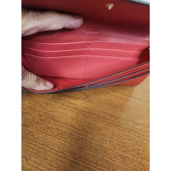 Coach Red Saffiano Leather Slim Envelope Wallet 49350 - Picture 9 of 11